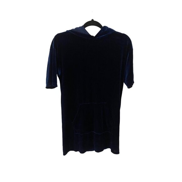 Silence + Noise Women's Blue Velvet short sleeve Hooded Sweater - XS - Picture 1 of 13